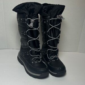 Lands' End Kids Black and Gray Snow Boots size 2 Preowned